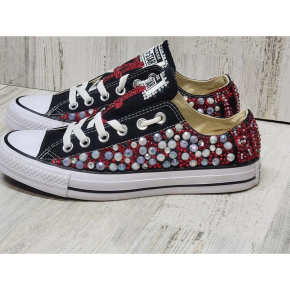 Converse Sneakers Women 7.5 Multicolor Custom Bedazzle Embellished 'A' Bling Out - Picture 2 of 9